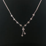 14k White Gold and 1cttw Diamond Wheat Link Floral Drop Necklace 18"