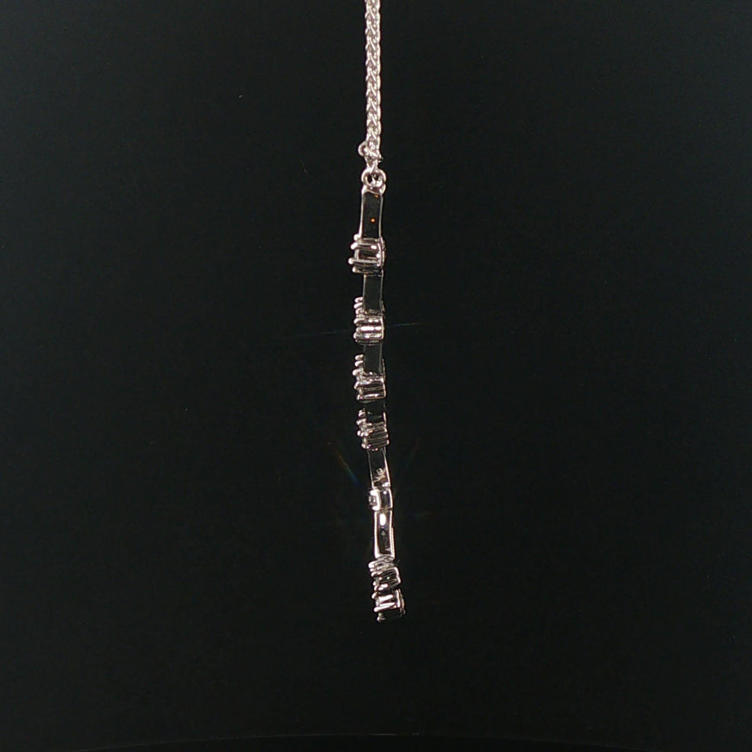14k White Gold and 1cttw Diamond Wheat Link Floral Drop Necklace 18"