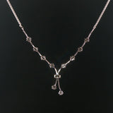 14k White Gold and 1cttw Diamond Wheat Link Floral Drop Necklace 18"