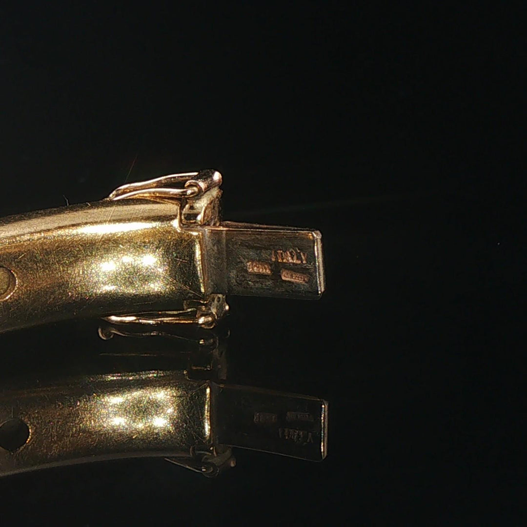 Roberto Coin 18k Yellow Gold 29g Vintage Solid Diamond Bangle Bracelet Italy 7"