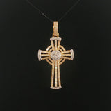 10k Yellow and White Gold 1.47cttw Diamond Large Cross Pendant 2"