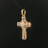 10k Yellow and White Gold 1.47cttw Diamond Large Cross Pendant 2"