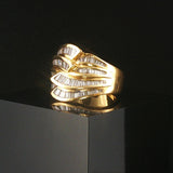 18k Yellow Gold and 2cttw Baguette Diamond Solid Ladies Ring Size 6.75
