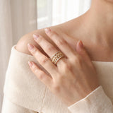 18k Yellow and White Gold 0.50cttw Diamond Vintage Ladies Band Ring Size 6.5