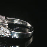 18k White Gold Blue Sapphire and 0.50cttw Diamond Vintage Ring Size 4.25