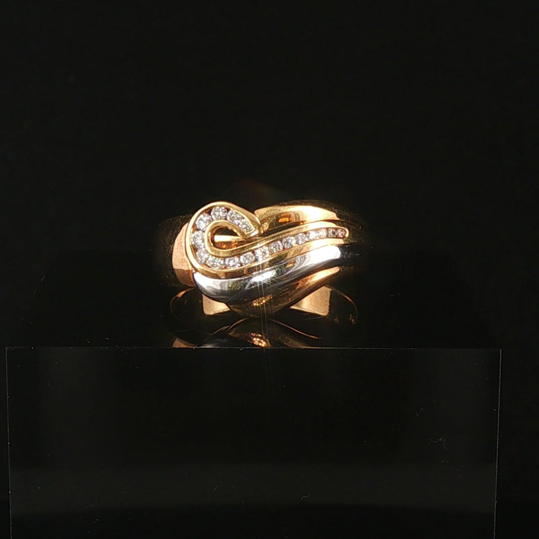 18k Yellow and White Gold 0.20cttw Diamond Swirl Ring Size 7