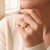 18k Yellow and White Gold 0.20cttw Diamond Swirl Ring Size 7