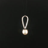 18k White Gold Pearl and 0.30cttw Diamond Pendant 1"