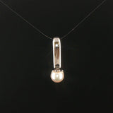 18k White Gold Pearl and 0.30cttw Diamond Pendant 1"