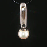 18k White Gold Pearl and 0.30cttw Diamond Pendant 1"