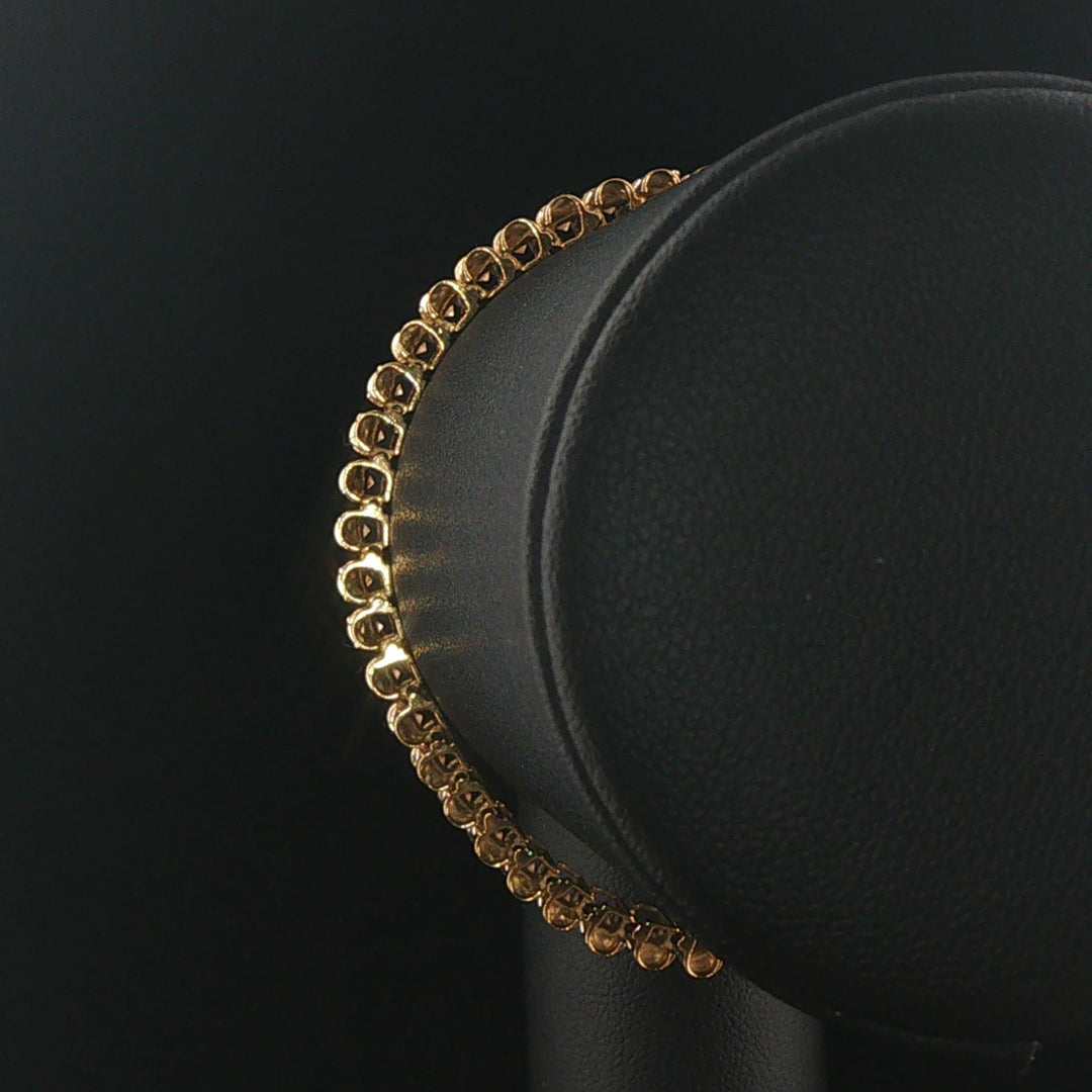 10k Yellow Gold and 4.5cttw Champagne Diamond 13g Fancy Link Bracelet 6.75"