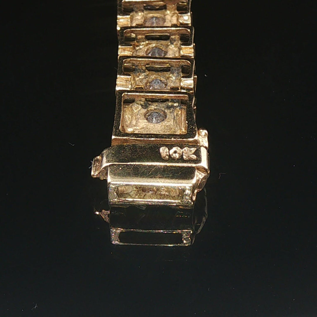 10k Yellow Gold and 4.5cttw Champagne Diamond 13g Fancy Link Bracelet 6.75"