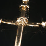10k Yellow and White Gold Diamond Vintage Nail Cross Pendant 2"