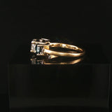 14k Yellow and White Gold 1.85cttw Three White and Blue Diamond Ring Size 6