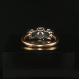 14k Yellow and White Gold 1.85cttw Three White and Blue Diamond Ring Size 6