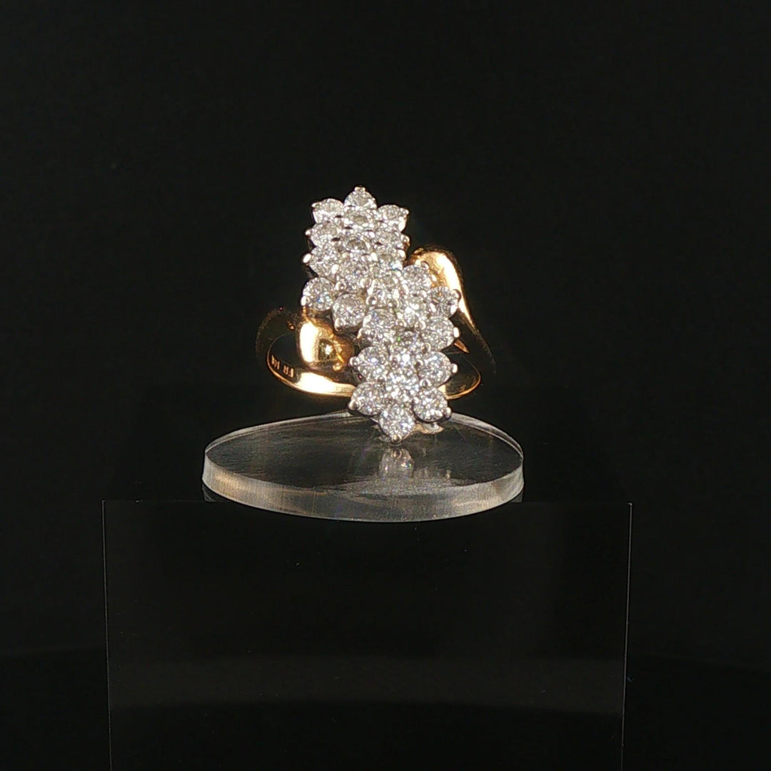 14k Yellow Gold and 2cttw Diamond Vintage Ladies Cluster Ring Size 7.5