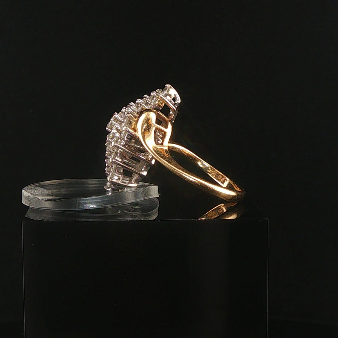 14k Yellow Gold and 2cttw Diamond Vintage Ladies Cluster Ring Size 7.5
