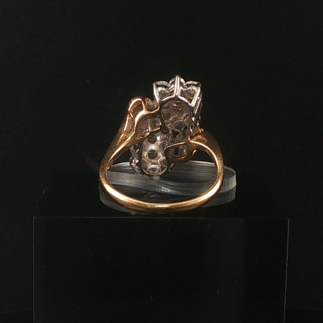 14k Yellow Gold and 2cttw Diamond Vintage Ladies Cluster Ring Size 7.5