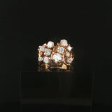 14k Yellow Gold and 1.75cttw Diamond Solid Vintage Cluster Ring Size 9