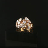 14k Yellow Gold and 1.75cttw Diamond Solid Vintage Cluster Ring Size 9