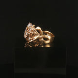 14k Yellow Gold and 1.75cttw Diamond Solid Vintage Cluster Ring Size 9
