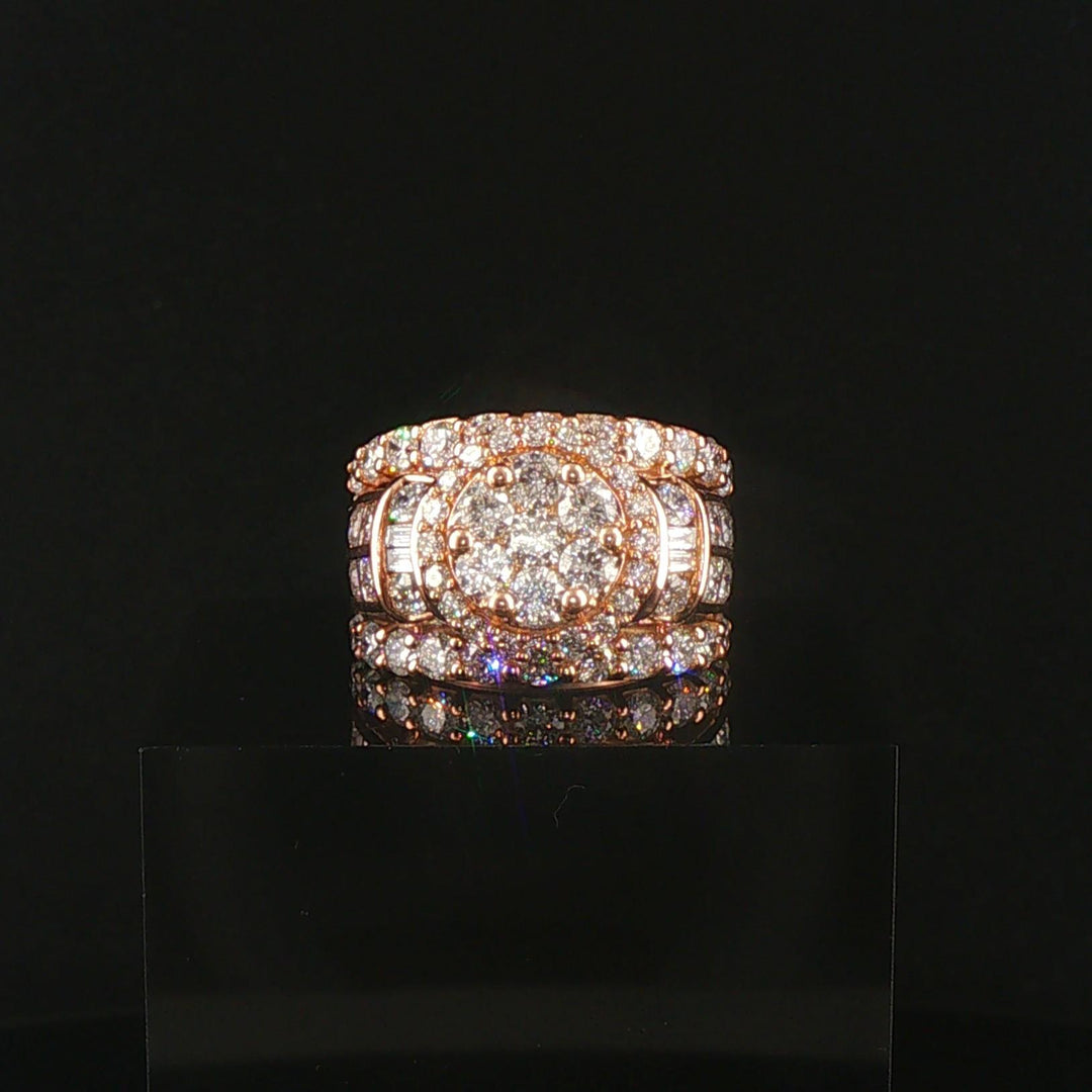 14k Rose Gold and 4.60cttw Diamond Large Cluster Halo Ring Size 6.75