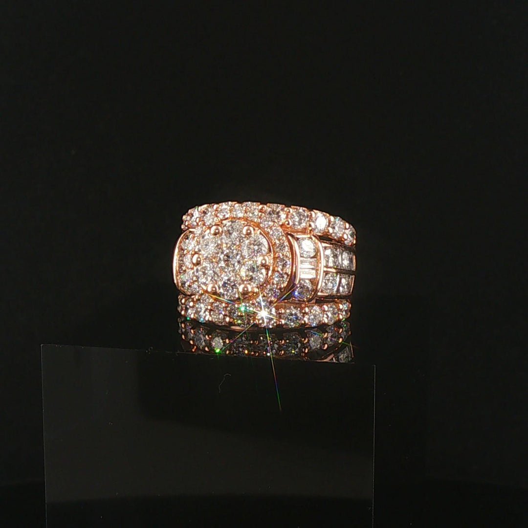 14k Rose Gold and 4.60cttw Diamond Large Cluster Halo Ring Size 6.75