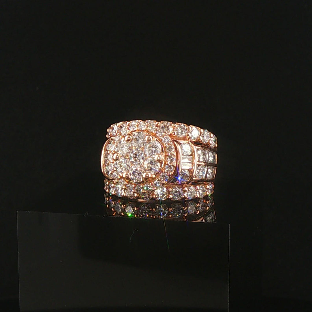 14k Rose Gold and 4.60cttw Diamond Large Cluster Halo Ring Size 6.75
