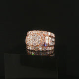 14k Rose Gold and 4.60cttw Diamond Large Cluster Halo Ring Size 6.75
