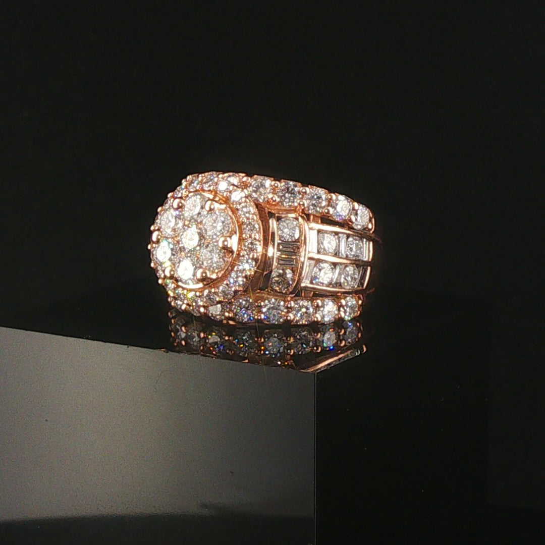 14k Rose Gold and 4.60cttw Diamond Large Cluster Halo Ring Size 6.75