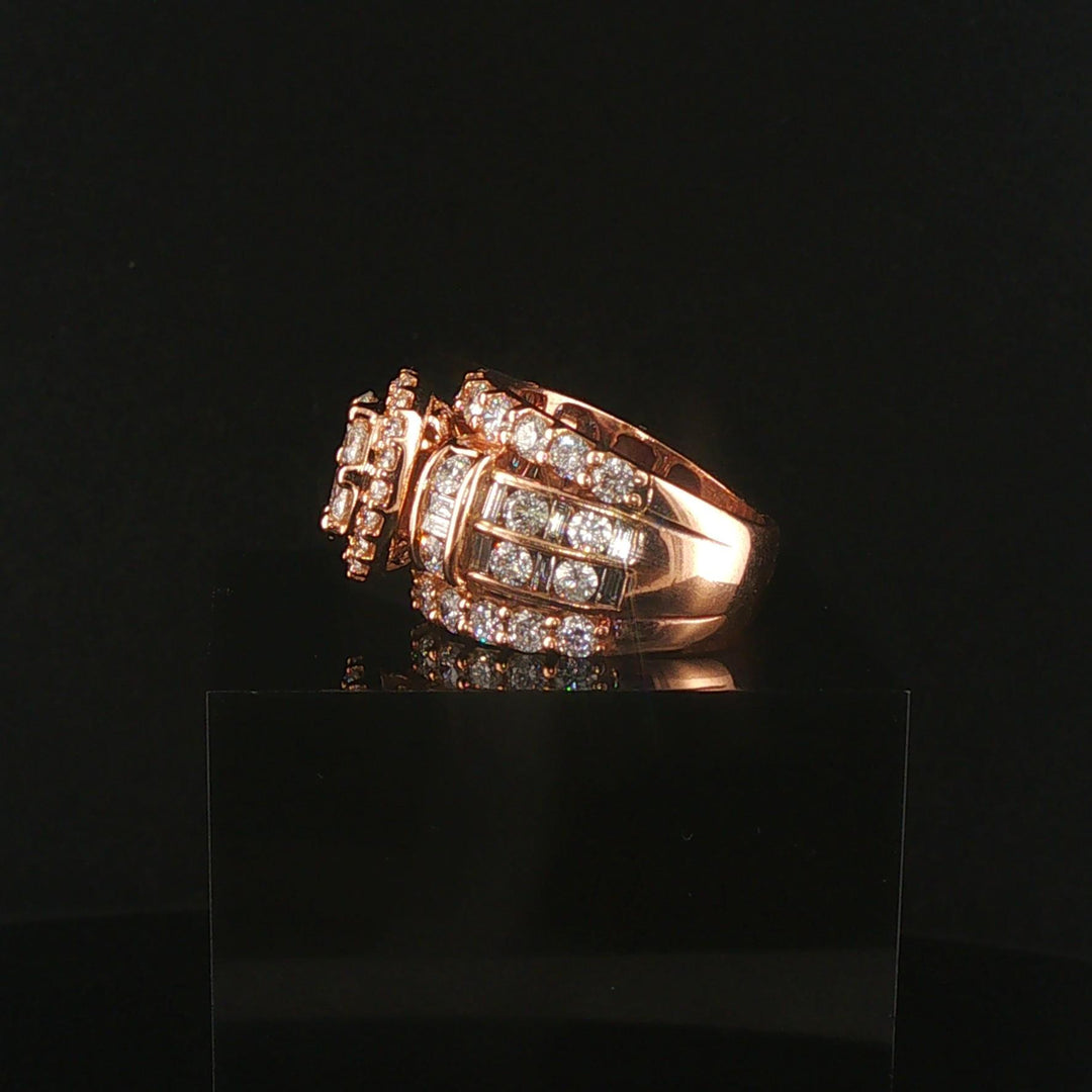 14k Rose Gold and 4.60cttw Diamond Large Cluster Halo Ring Size 6.75