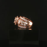14k Rose Gold and 4.60cttw Diamond Large Cluster Halo Ring Size 6.75