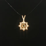 14k Yellow Gold Emerald and Diamond Floral Pendant