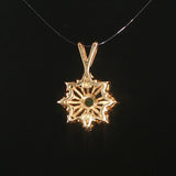14k Yellow Gold Emerald and Diamond Floral Pendant