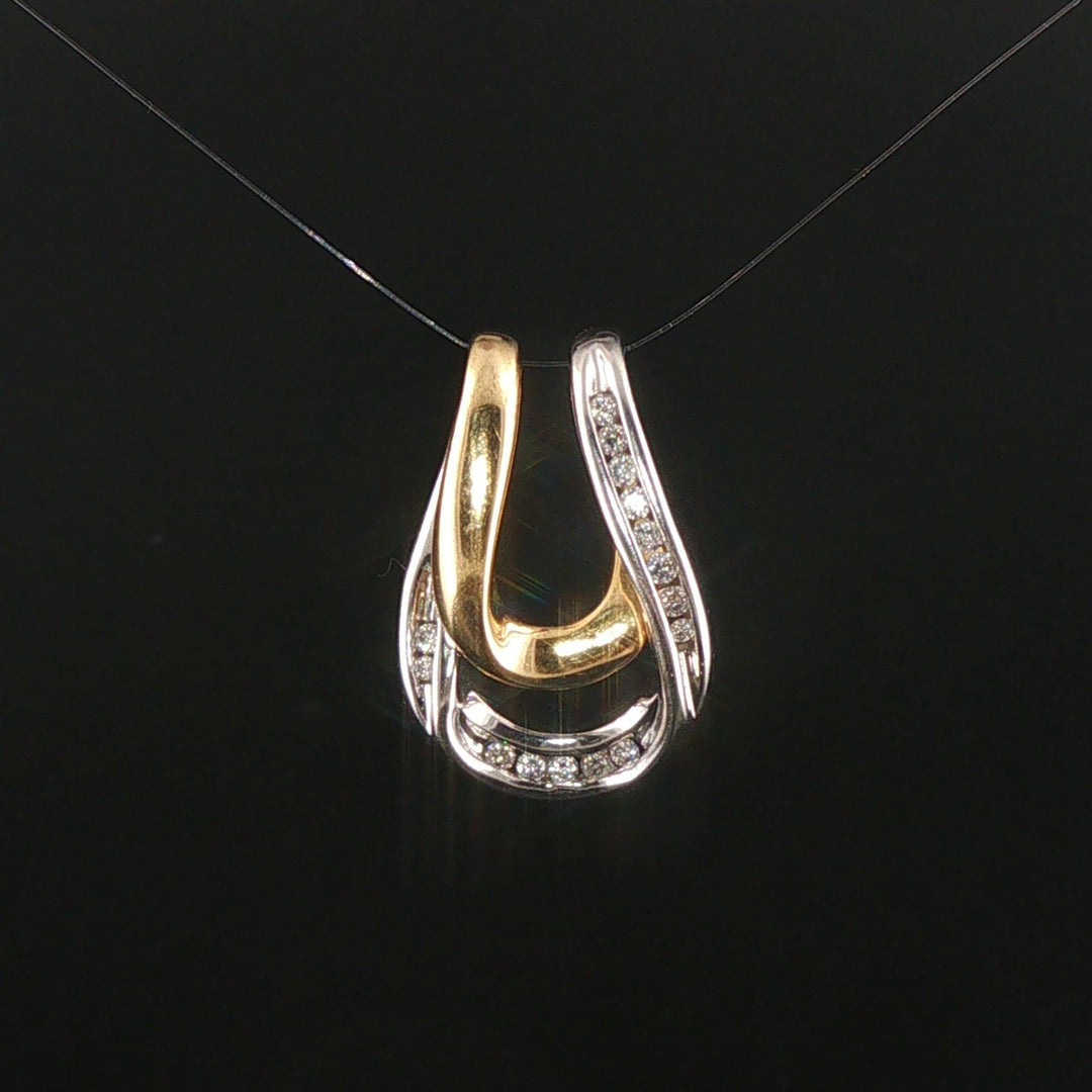 14k Yellow and White Gold Diamond Slide Pendant 1"