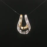 14k Yellow and White Gold Diamond Slide Pendant 1"