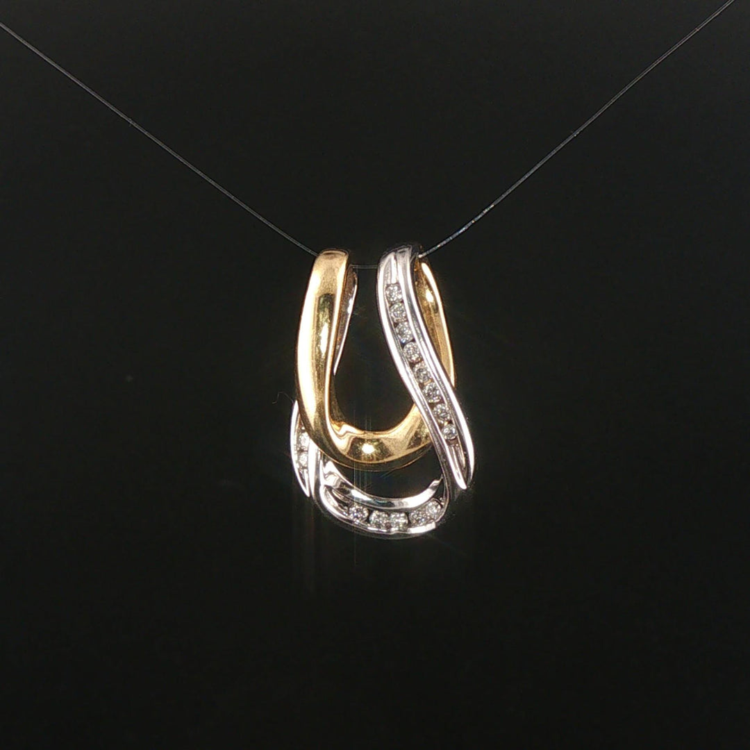 14k Yellow and White Gold Diamond Slide Pendant 1"