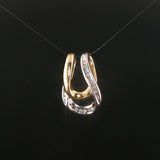 14k Yellow and White Gold Diamond Slide Pendant 1"