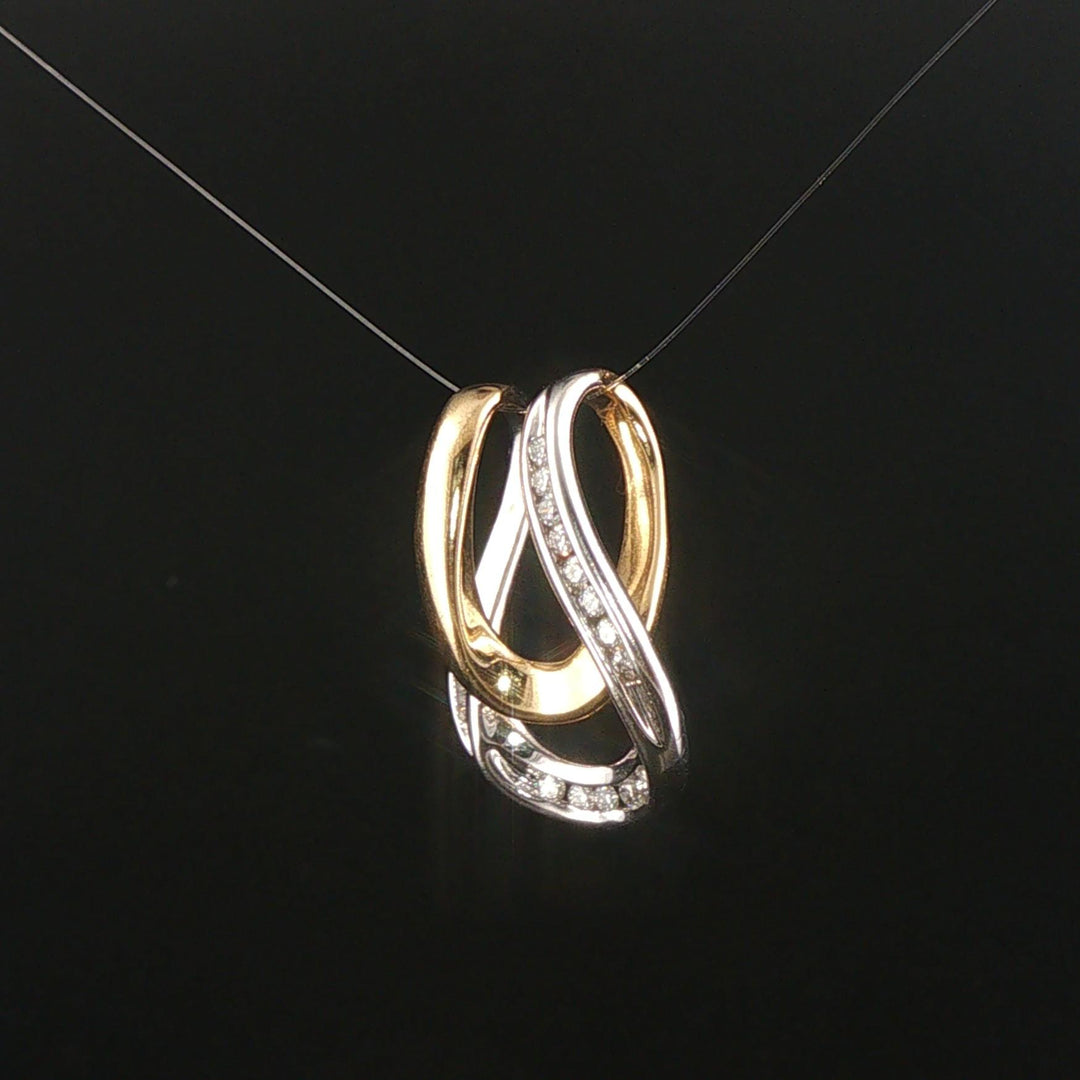 14k Yellow and White Gold Diamond Slide Pendant 1"