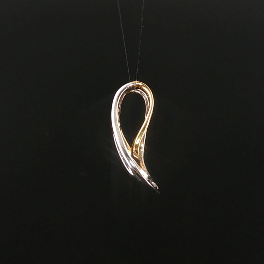 14k Yellow and White Gold Diamond Slide Pendant 1"