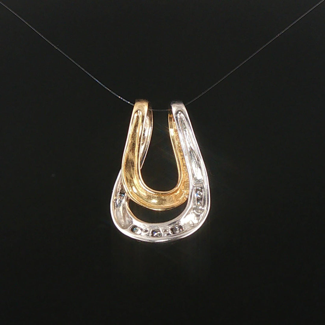 14k Yellow and White Gold Diamond Slide Pendant 1"