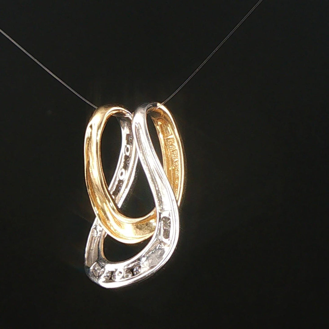 14k Yellow and White Gold Diamond Slide Pendant 1"