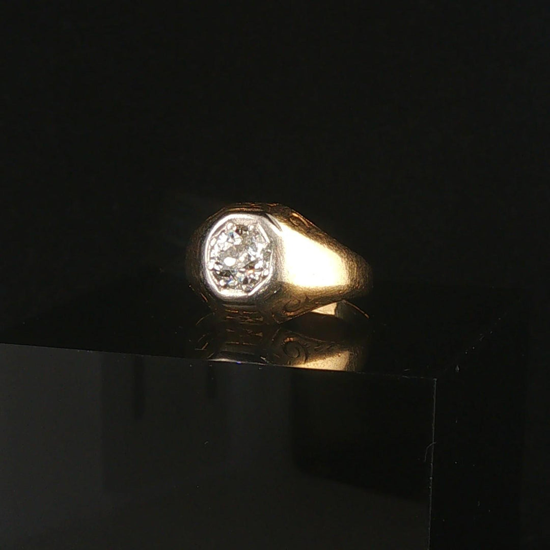 14k Yellow Gold and 0.75ct Old Euro Cut Diamond Vintage Solitaire Ring Size 4.75