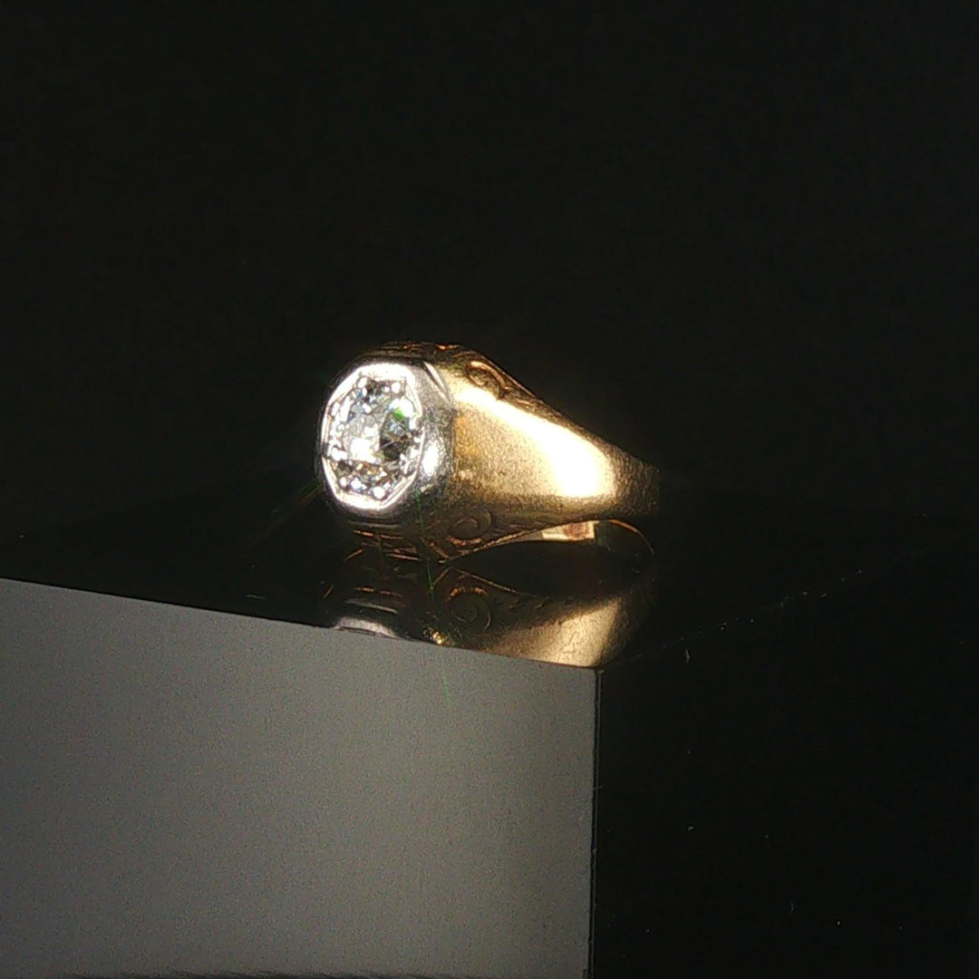 14k Yellow Gold and 0.75ct Old Euro Cut Diamond Vintage Solitaire Ring Size 4.75