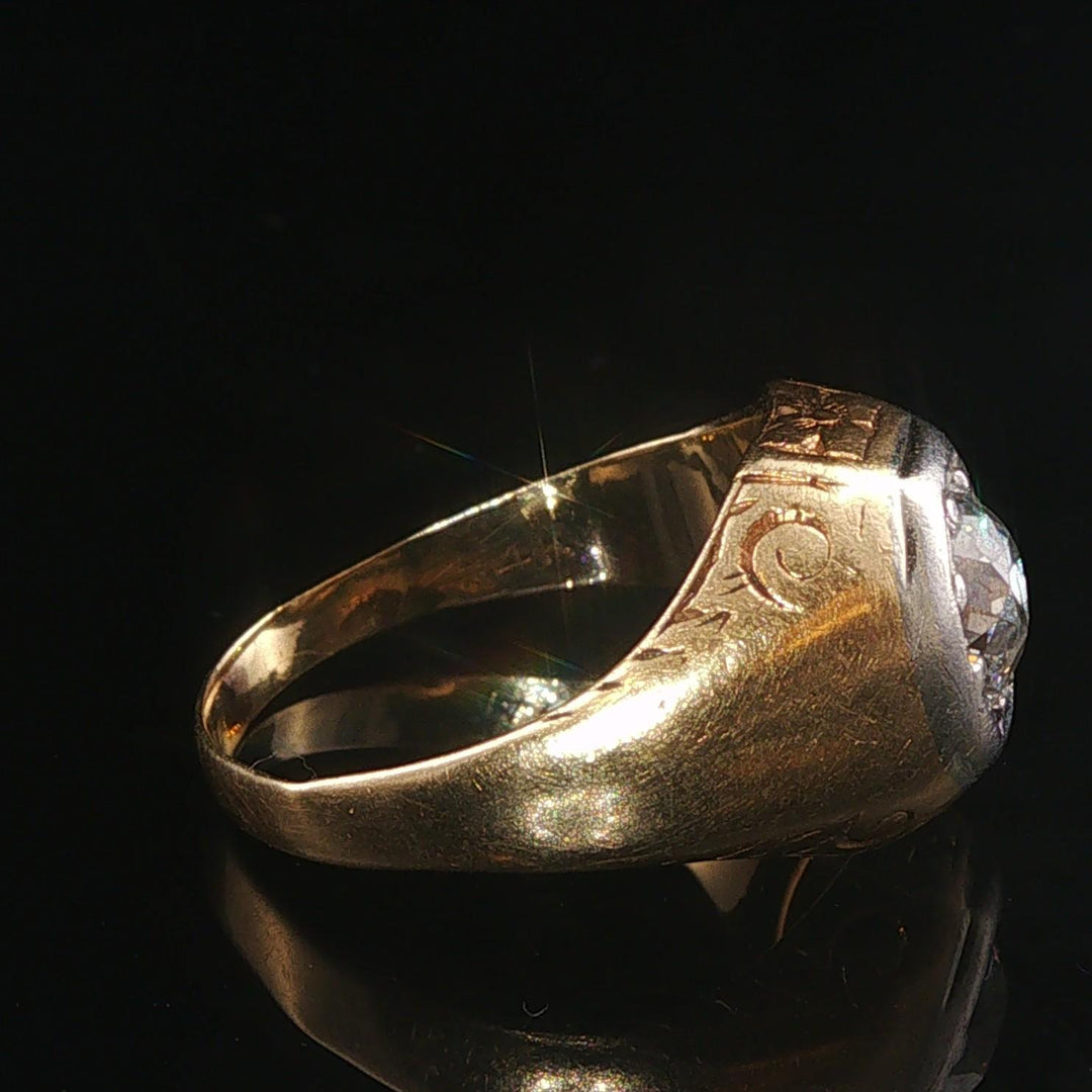 14k Yellow Gold and 0.75ct Old Euro Cut Diamond Vintage Solitaire Ring Size 4.75