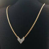 14k Yellow Gold and 0.70cttw Diamond 21.7g Solid Rope Pendant Necklace 18"