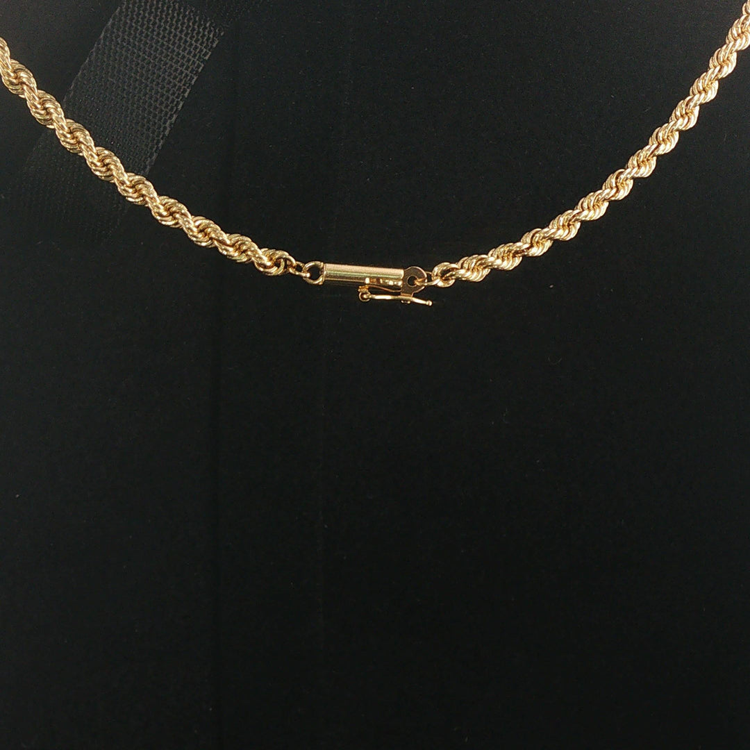 14k Yellow Gold and 0.70cttw Diamond 21.7g Solid Rope Pendant Necklace 18"