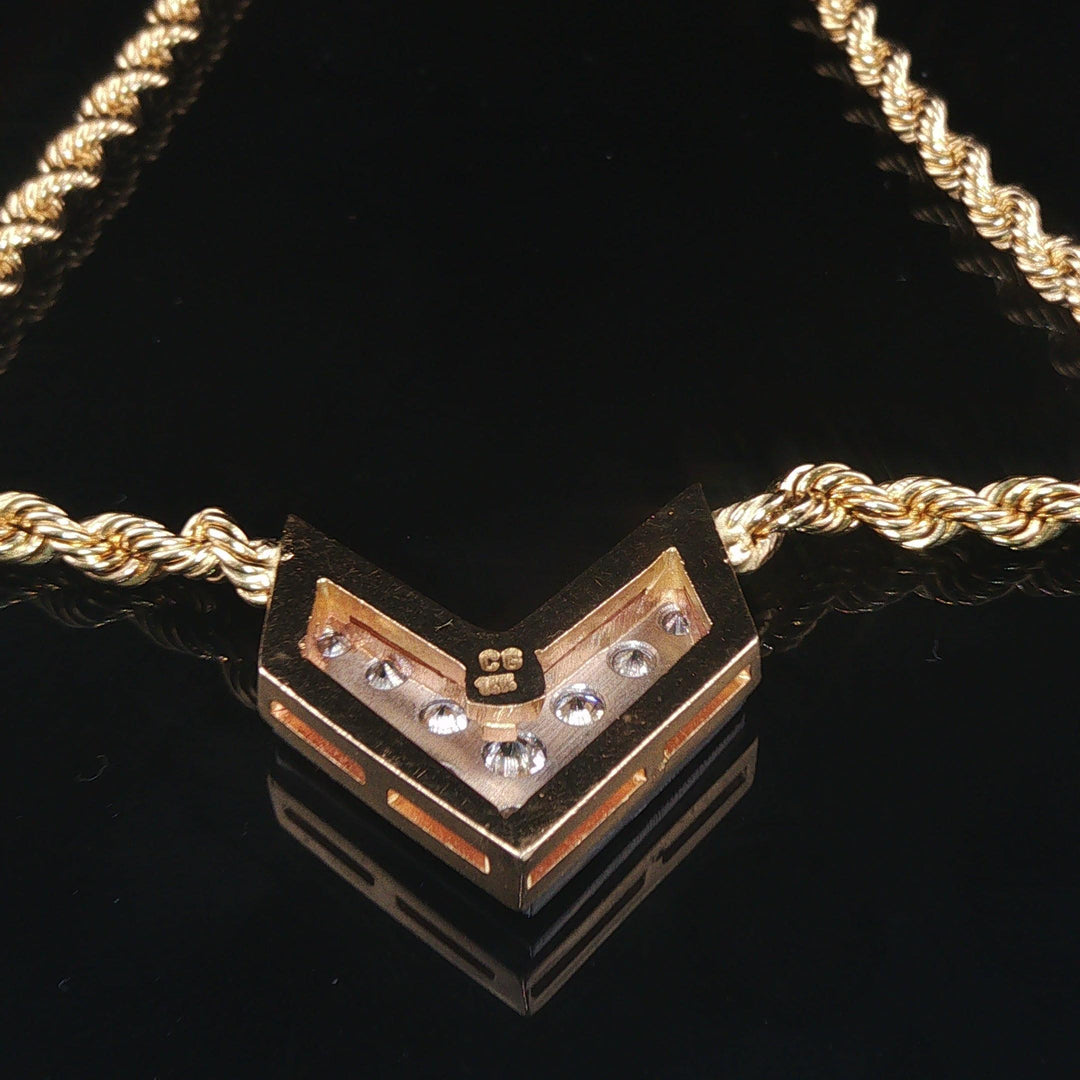 14k Yellow Gold and 0.70cttw Diamond 21.7g Solid Rope Pendant Necklace 18"