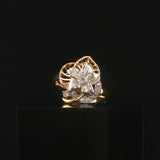 14k Yellow and White Gold 0.05cttw Diamond Fancy Floral Ring Size 9