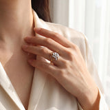 14k Yellow and White Gold 0.05cttw Diamond Fancy Floral Ring Size 9